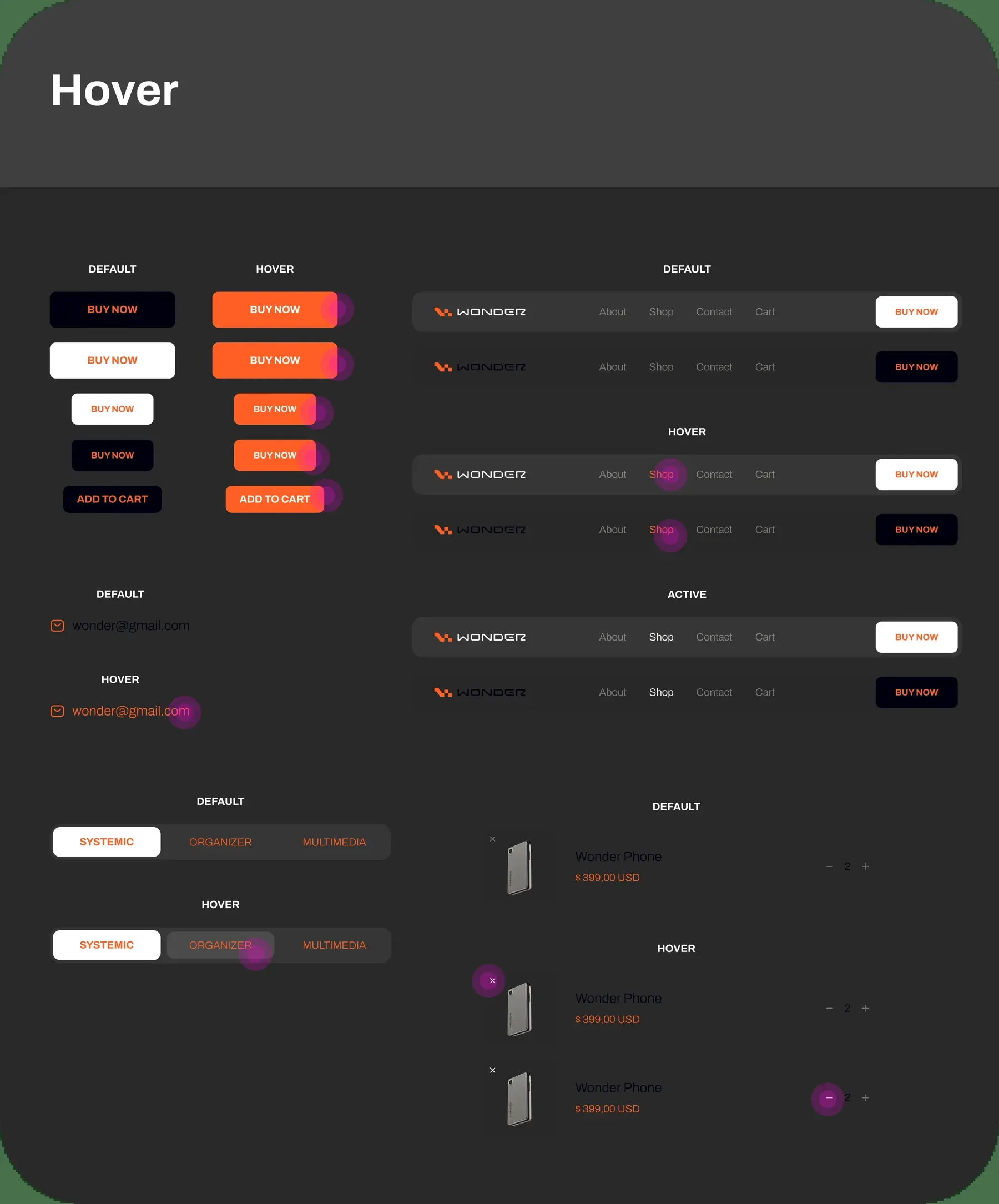 Wonder Phone: ux, ui and 3d renders