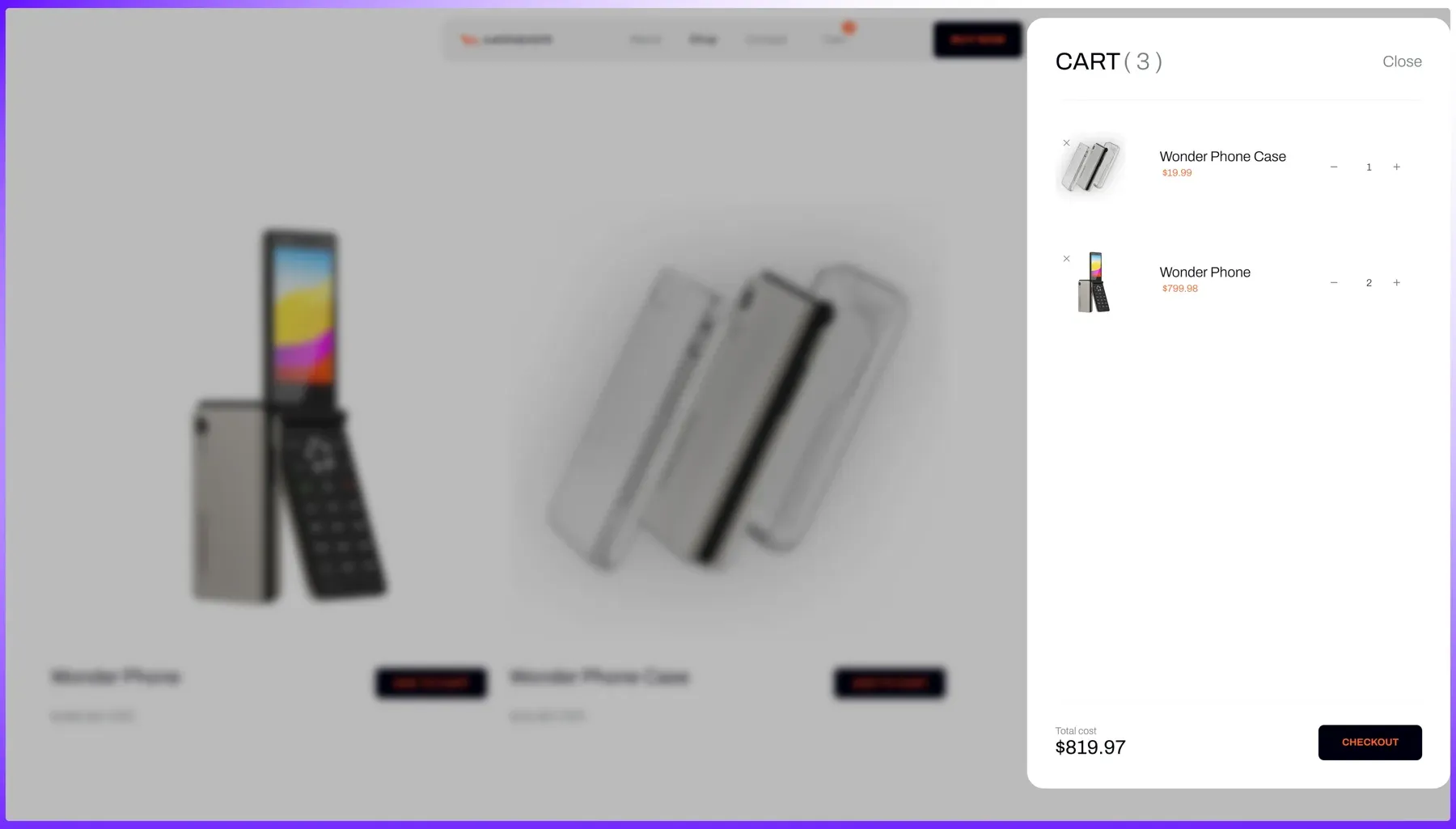 Wonder Phone: webflow build, shopify sync