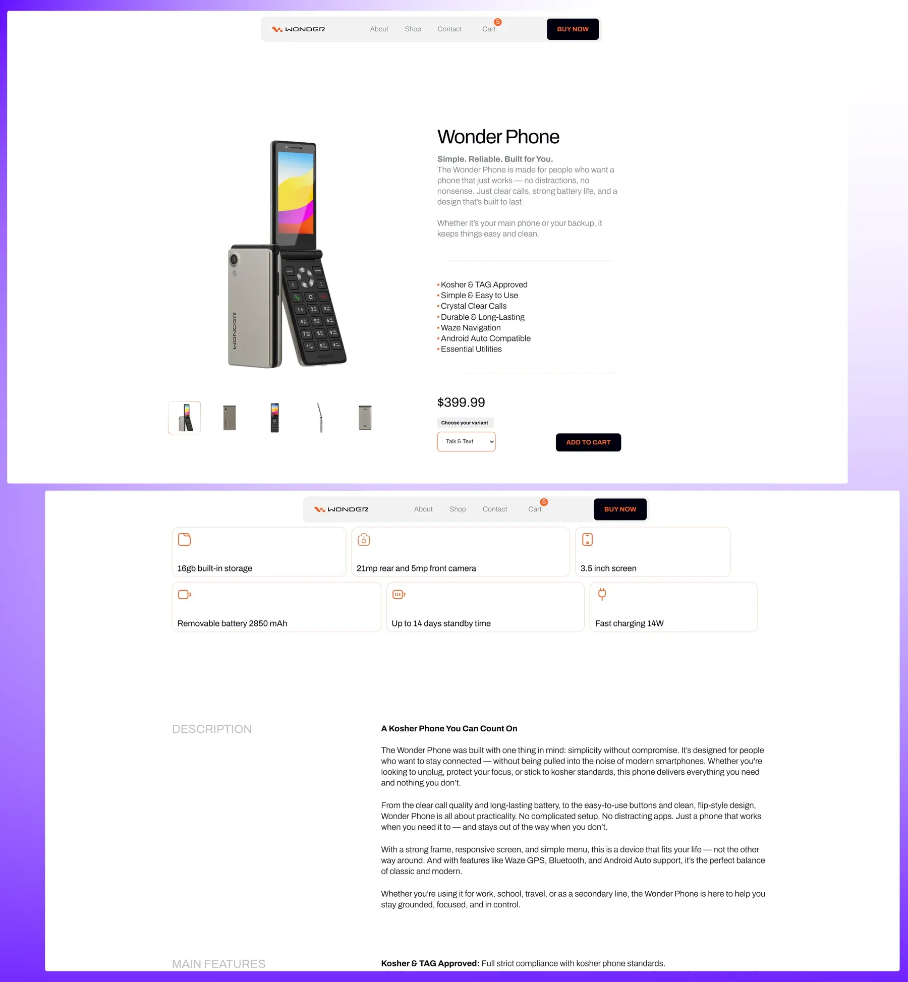 Wonder Phone: webflow build, shopify sync