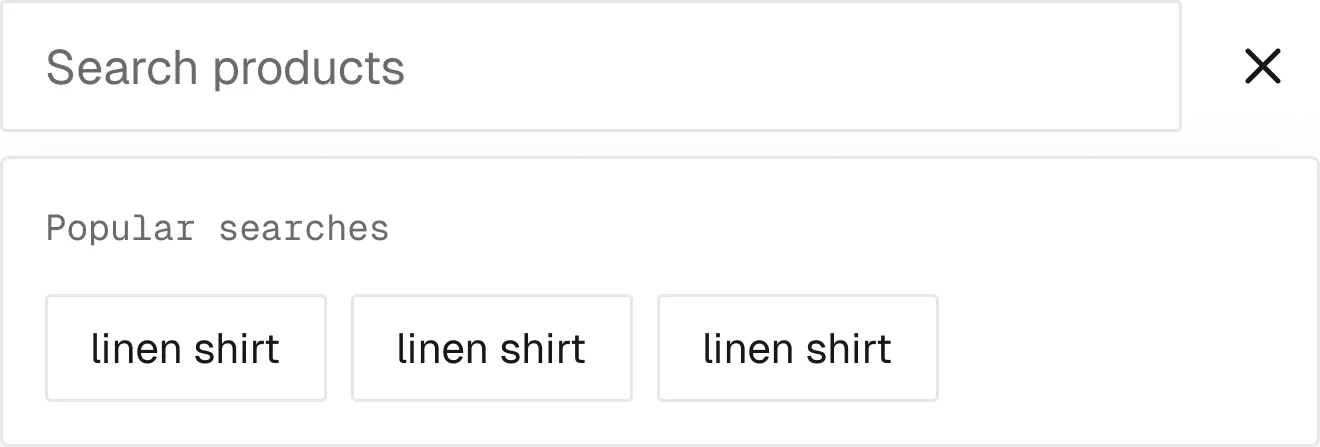 Navbar / Predictive search in the wireframe kit