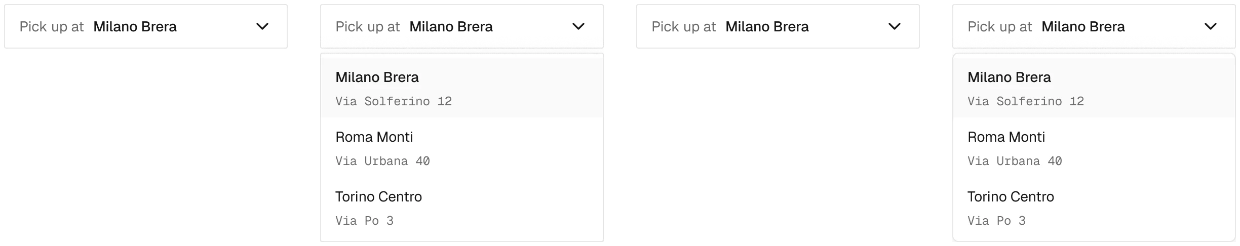 Markets / Preferred pickup location in the wireframe kit