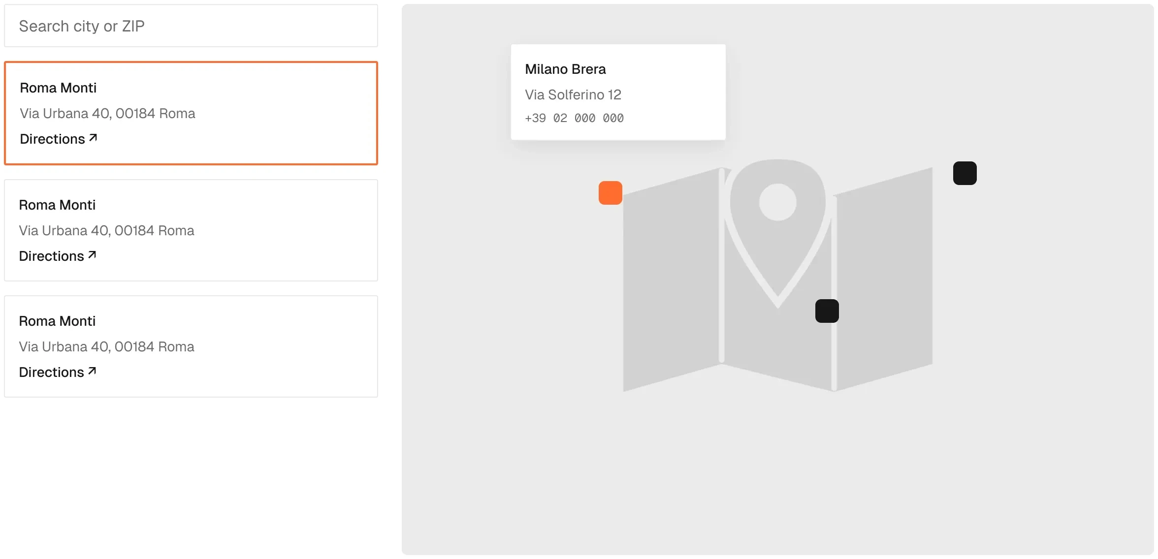 Store locator / Page in the wireframe kit