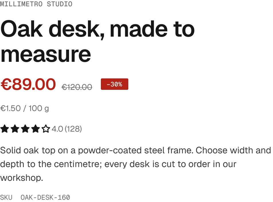 Product / Info in the wireframe kit