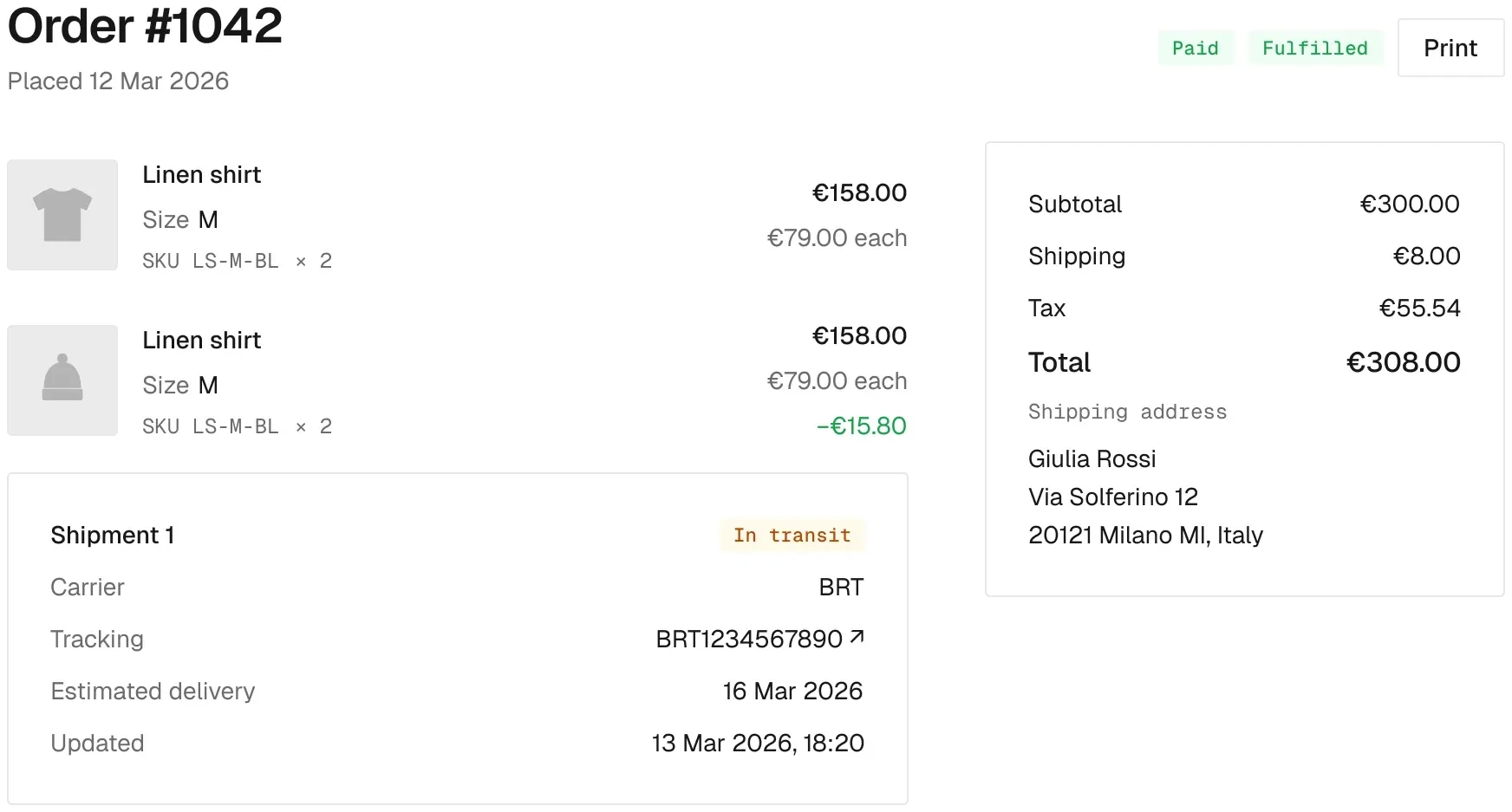 Account / Order in the wireframe kit