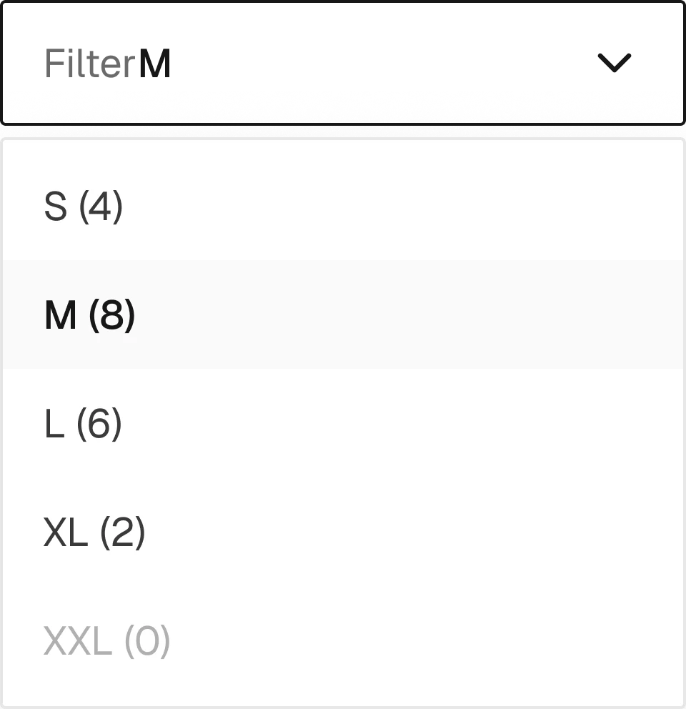 Filters / Dropdown in the wireframe kit