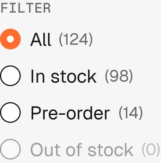 Filters / Radio in the wireframe kit