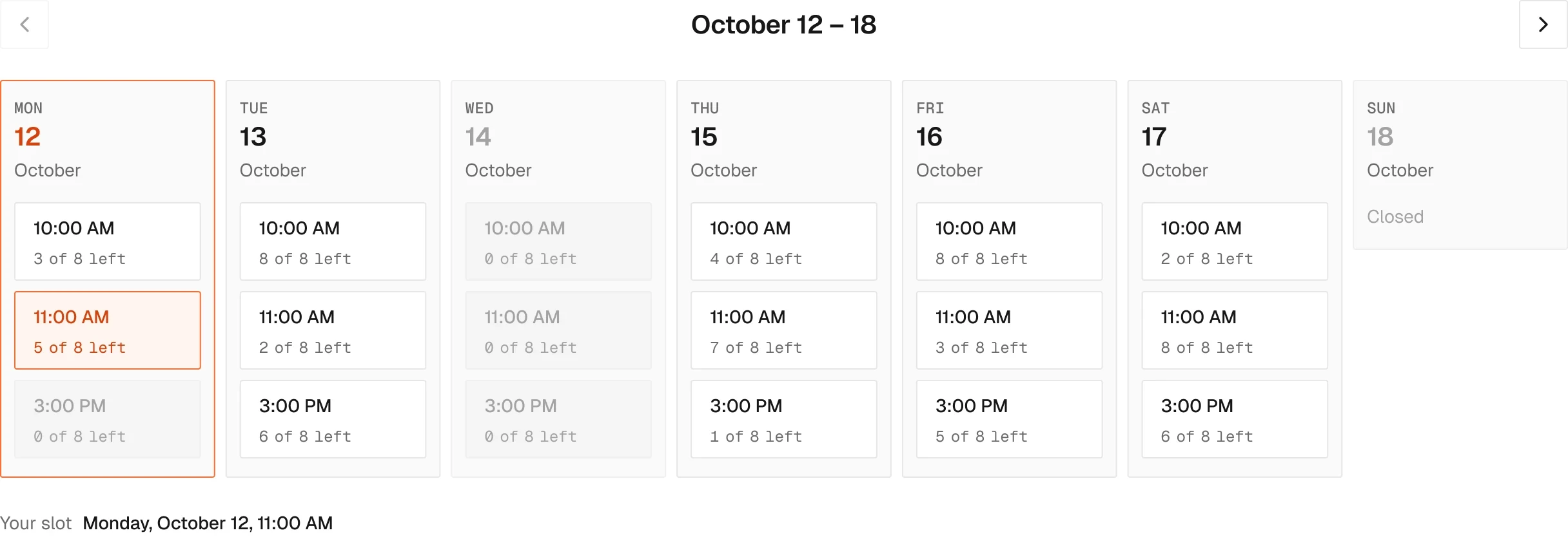 Booking / Calendar in the wireframe kit