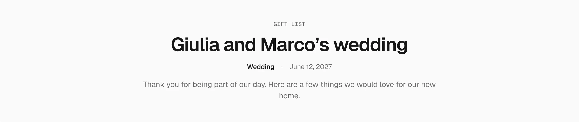 Content / Gift list in the wireframe kit