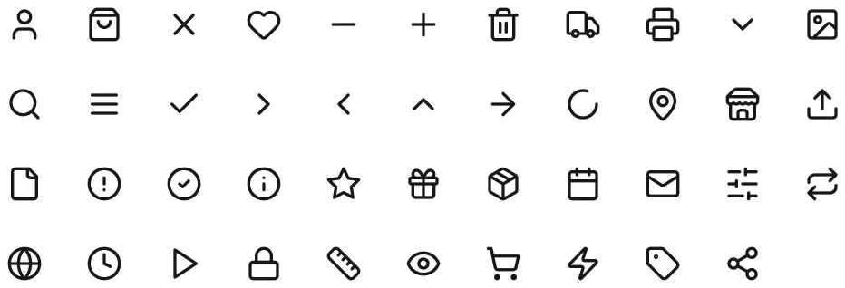 Icons in the wireframe kit