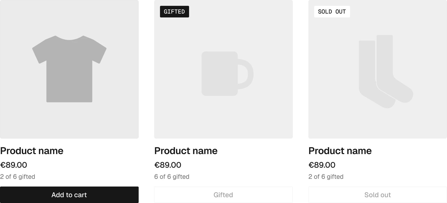 Gift list / Item in the wireframe kit