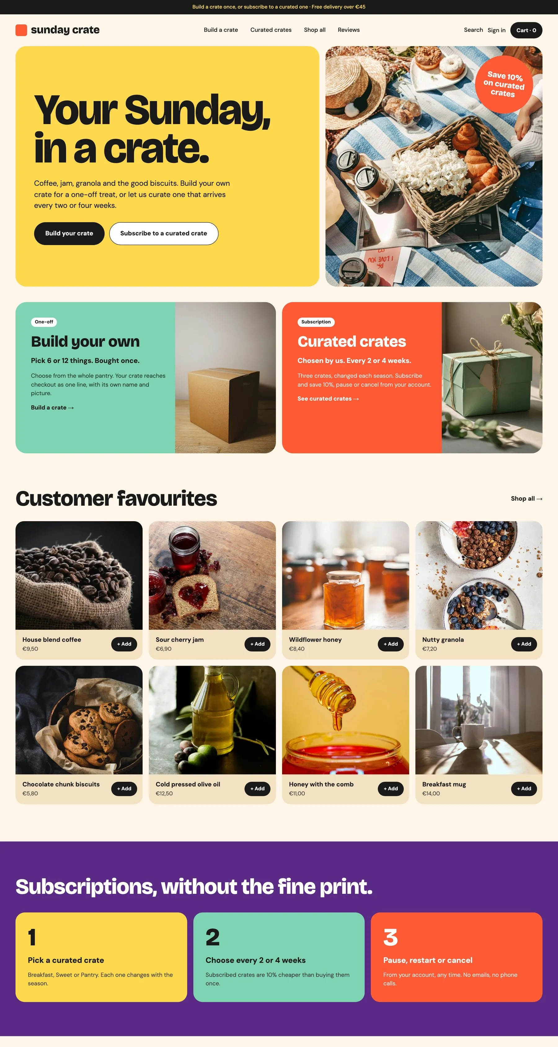 Sunday Crate, a breakfast box store on Smootify 2.0