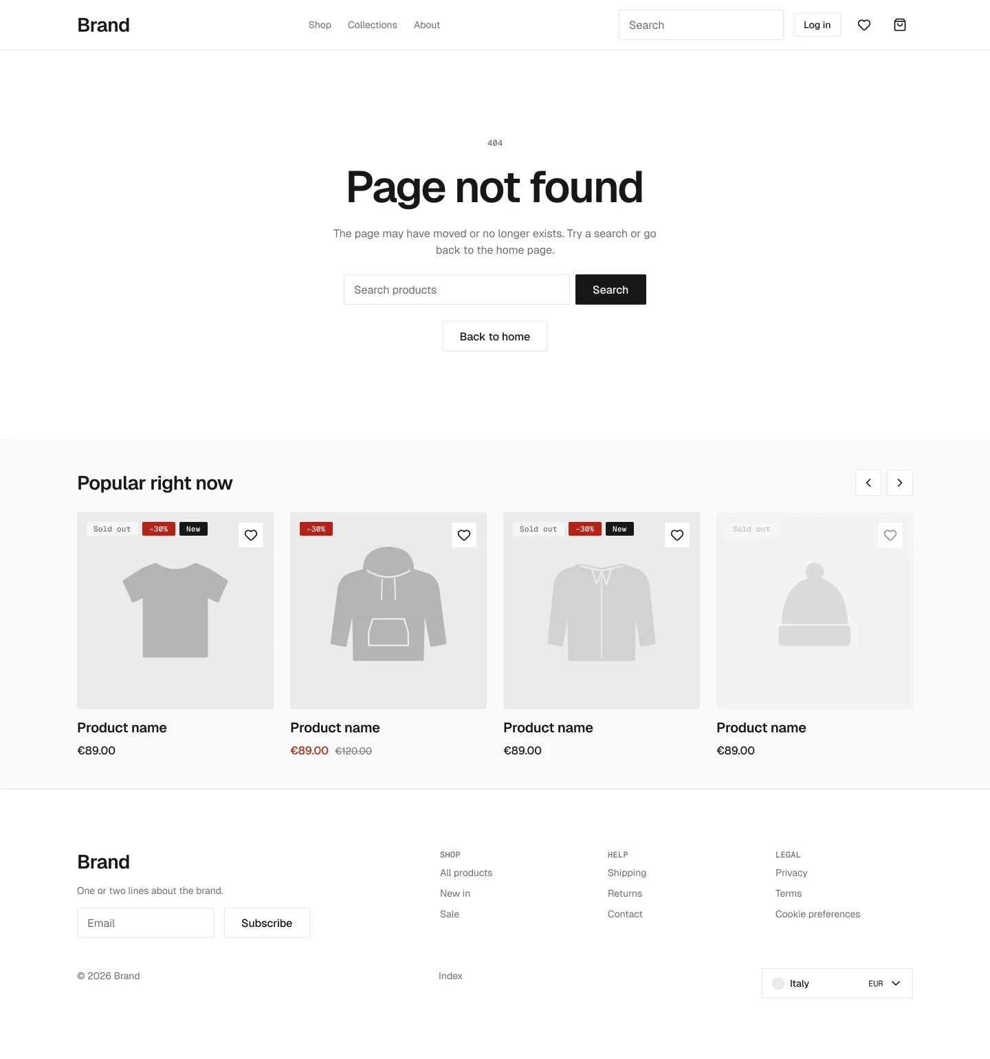 404 page in the wireframe kit